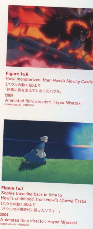 Caption right top: · Figure 1a.6 · Howl monsterized, from Howl’s Moving Castle · 200420ya · Animated film; director: Hayao Miyazaki · Caption right middle: · Figure 1a.7 · Sophie traveling back in time to Howl’s childhood, from Howl’s Moving Castle · 200420ya · Animated film; director: Hayao Miyazaki