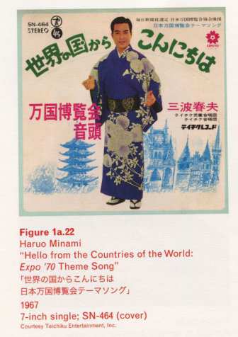 Caption left top: · Figure 1a.22 · Haruo Minami · “Hello from the Countries of the World: Expo ’70 Theme Song” · 196758ya · 7-inch single; SN-464 (cover)