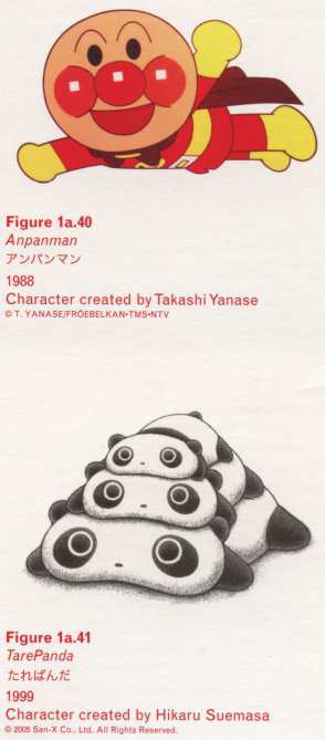 Caption right middle: · Figure 1a.40 · Anpanman · 198836ya · Character created by Takashi Yanase · Caption right bottom: · Figure 1a.41 · TarePanda · 199925ya · Character created by Hikaru Suemasa