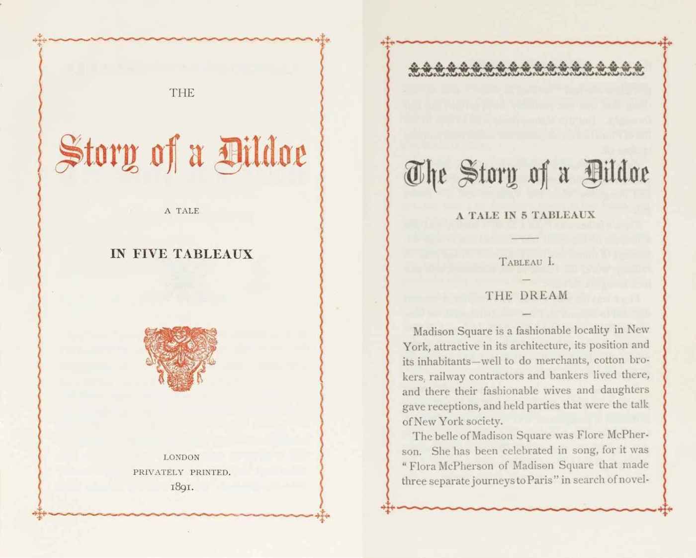 The Story Of A Dildoe: A Tale In Five Tableaux, 1891133ya (from a discussion of Victorian erotica)