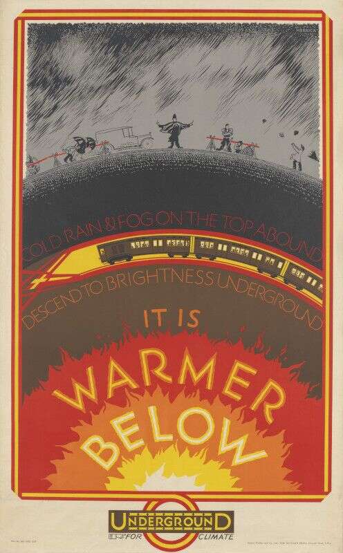 “It is Warmer Below”, London Underground subway poster by Frederick Charles Herrick (192699ya)