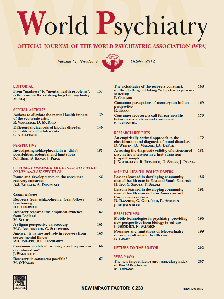 The World Psychiatry journal of the World Psychiatric Association uses rubrication for its logo, and section headers in its table of contents (example: October 201213ya issue)