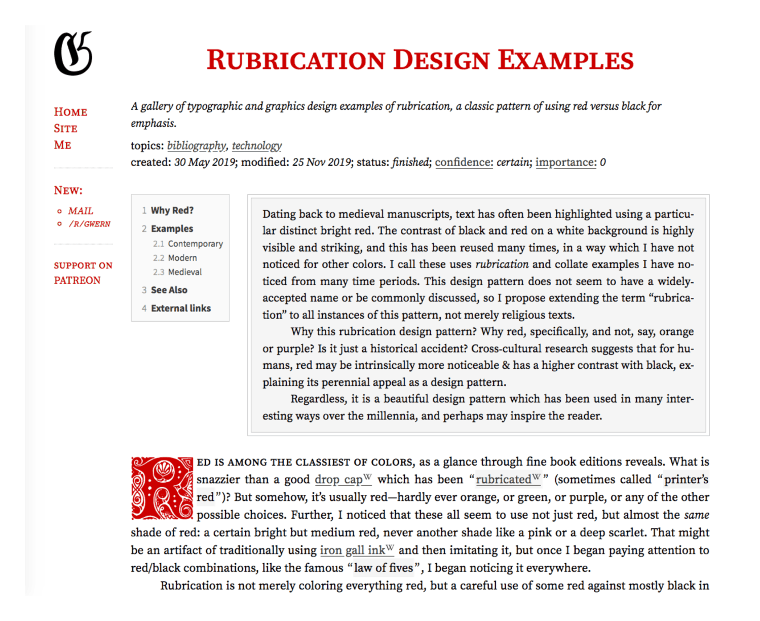 Gwern.net mockup for a rubricated site design.
